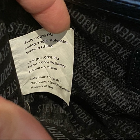 STEVE MADDEN Black Studded Silver Chain Purse Handbag 6”x8” - Picture 8 of 8